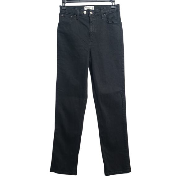 Abercrombie & Fitch The 90's Straight Ultra High Rise Black Jeans Size 28/6 Long - Picture 1 of 4